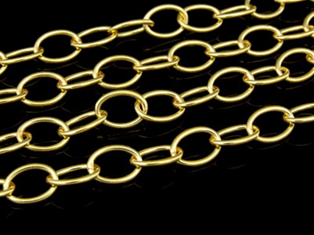 KG-440 24K gold vermeil Karen hill tribe handmade silver 24 Inches oval link chain