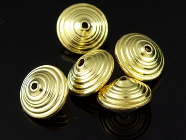 KG-075 24K gold vermeil 2 thai karen hill tribes handmade silver wrap bicone beads