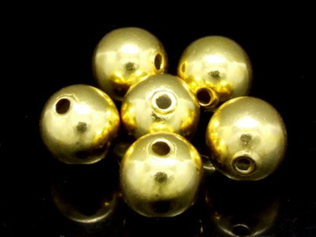 KG-083 24K gold vermeil Karen hill tribe handmade silver 2 smooth shiny round ball bead