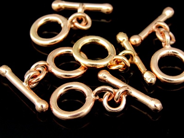 KZ-020 24K rose gold vermeil thai karen hill tribe handmade silver 2 plain round toggle