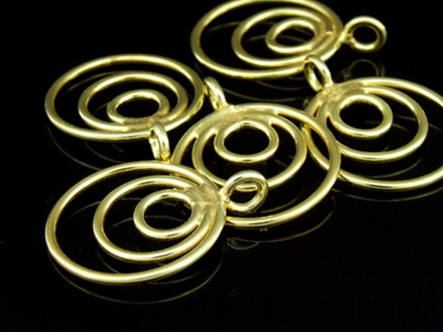 KG-293 24K gold vermeil 2 thai karen hill tribes handmade silver triple ring charm