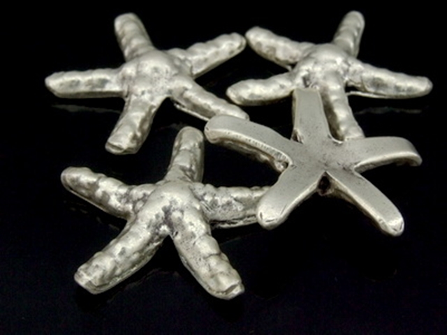 KD-029 Thai karen hill tribe handmade silver 2 medium starfish bead