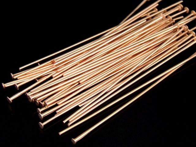 KZ-166 24K rose gold vermeil thai karen hill tribe handmade silver 20 round flat headpin 