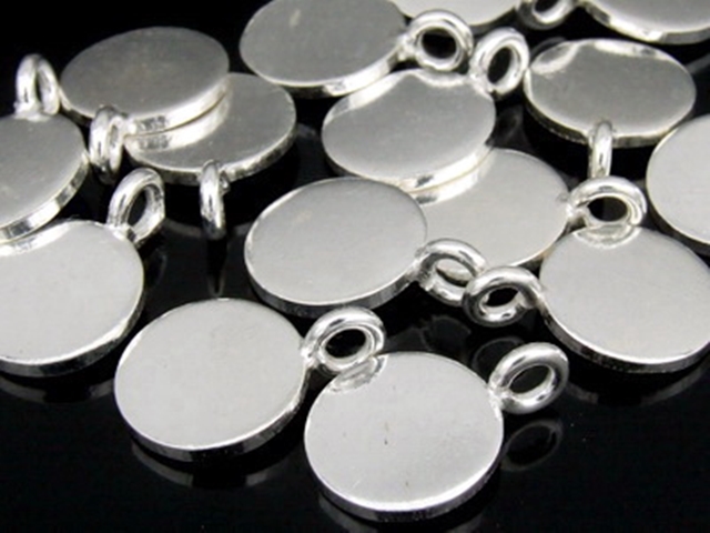 3KH-006 Thai karen hill tribe handmade silver 4 plain disc charm