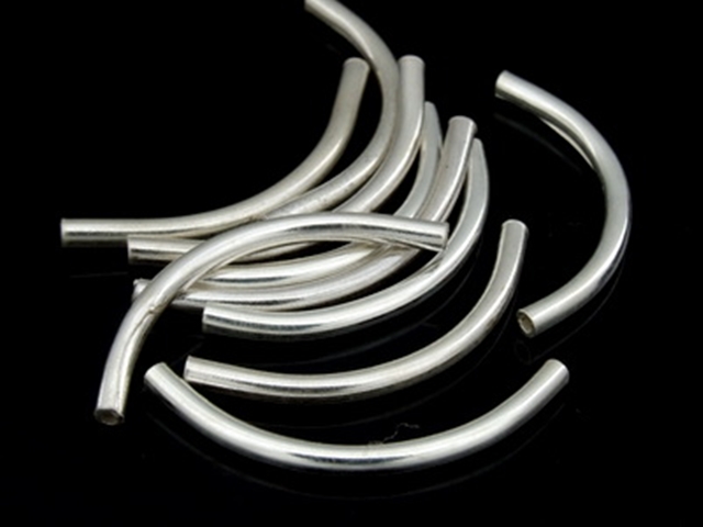 KC-032 Thai karen hill tribe handmade silver 10 plain round curve tube bead