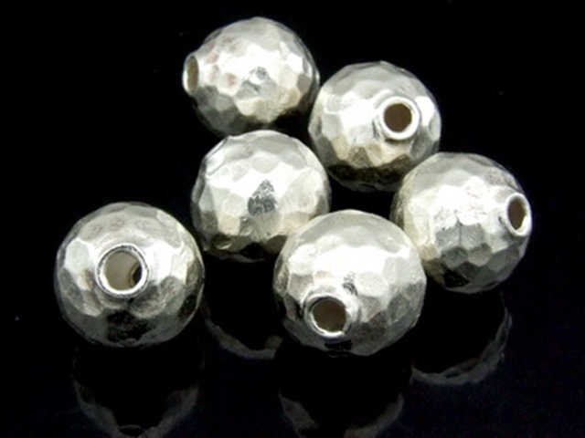 KV-004 Thai karen hill tribe handmade silver 2 mini hammered round ball bead 
