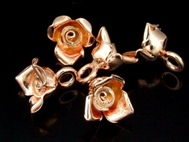 KZ-063 24K rose gold vermeil thai karen hill tribe handmade silver 4 small rose charm