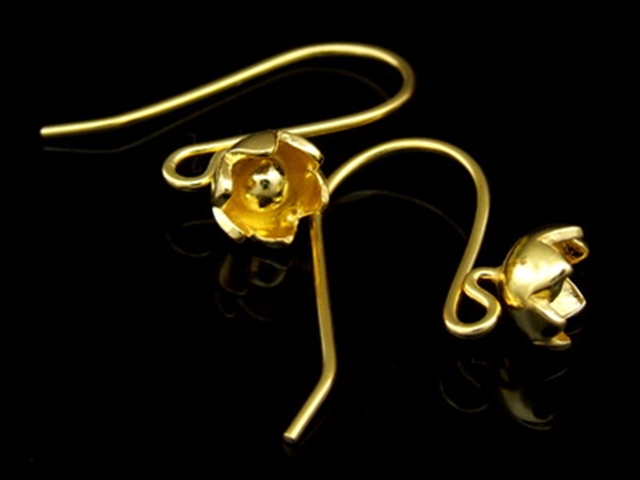 KG-483 Thai karen hill tribes handmade 24K gold vermeil over silver pair wild flower earring 