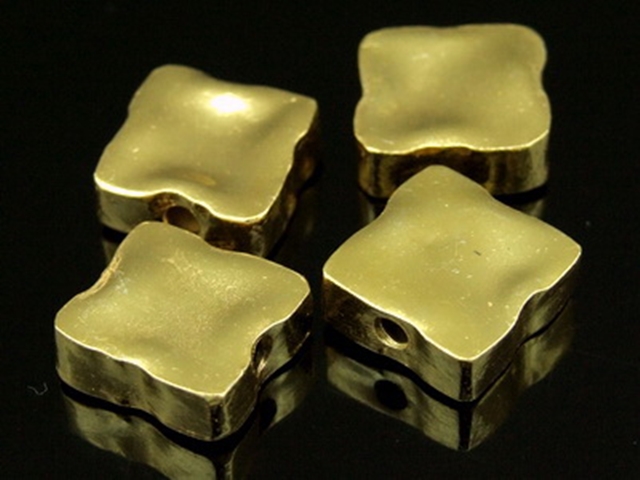 KG-163 24K gold vermeil 2 thai karen hill tribes handmade silver square shape bead