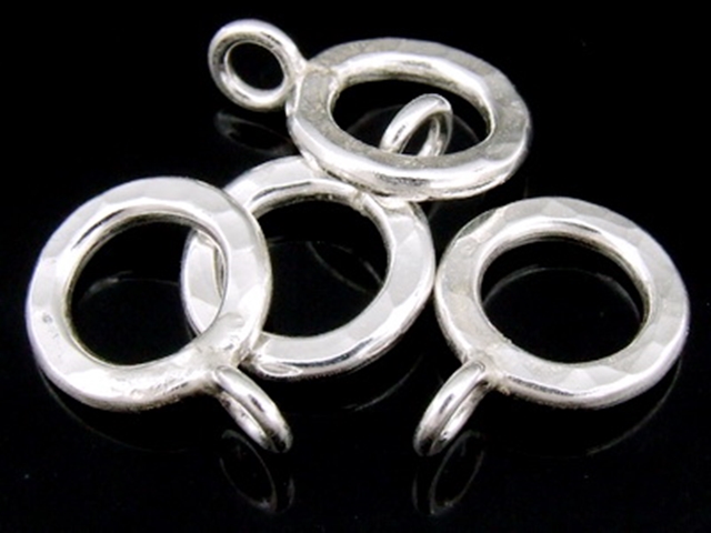 3KH-073 Thai karen hill tribe handmade silver 3 hammered round ring charm